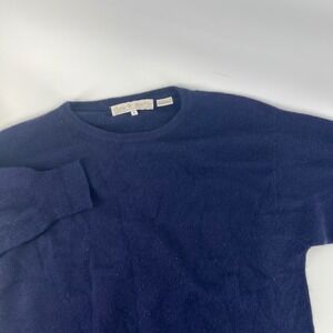 Danielle Martin 100% Cashmere Sweater Women's M Navy Blue Crew Neck Soft